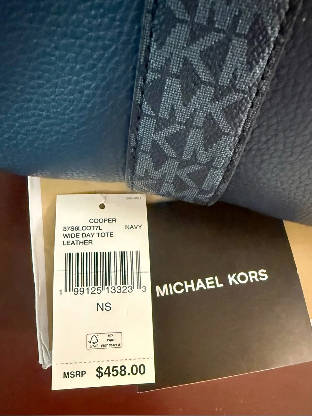 Michael Kors COOPER Wide Day Tote – Navy Leather – NWT – Unisex